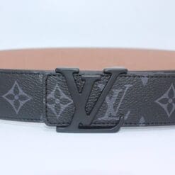 Black Monogram style Leather Belt - Brands Gateway