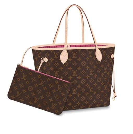 monogram neverfull mm style tote bag fuchsia interior USA